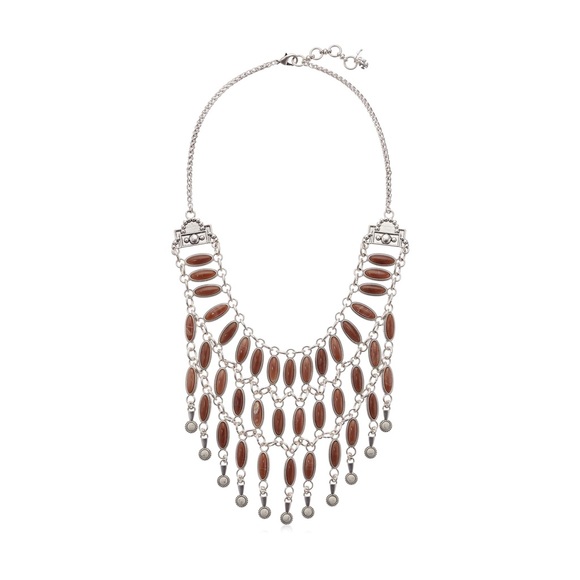 Vintage Lucky Brand Pink Stone Collar Statement Necklace - Picture 2 of 7